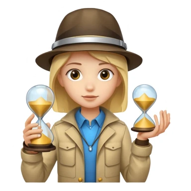 future Explorer with futuristic sandglass sticker