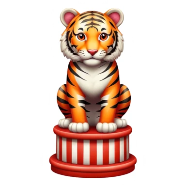 Vintage circus tiger on red and white pedestal sticker