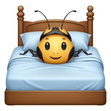 Bug snuggled in bed sticker