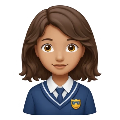 Quiero a una persona morena no tan morena , que sea una adolescente , que lleve uniforme escolar , con un pelo ondulado pero que sea negro castaño,pero no regido , pero que tenga una sonrisa suave, pero que este con un fondo blanco. Pero no tan ondulado tirando para liso y un poco largo sticker