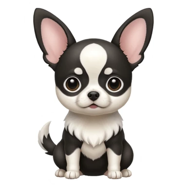 Full White and black Chihuahua - tiny, chubby and big ears. Full body sticker