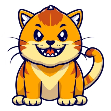 saber-toothed cat with a tiny body and enormous 8-inch fangs that are twenty times longer than its body, absurdly disproportionate teeth sticker