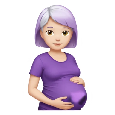 pregnant women with purple shirt, short white hair, head, neck and upper abdomen sticker