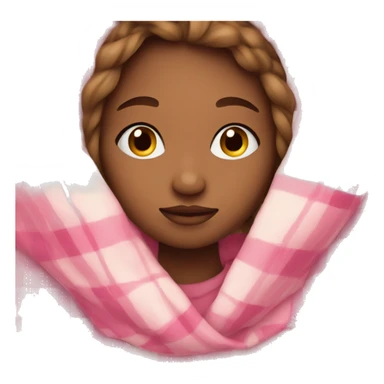 girl snuggled in plaid pink blanket sticker