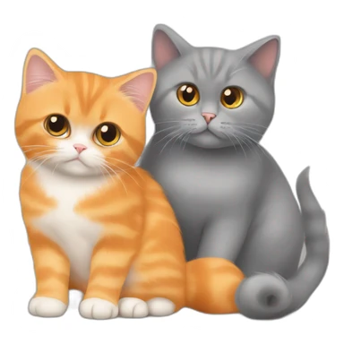 Orange persian young cat hugs the grey british shorthair cat sticker