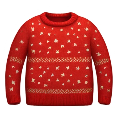 Knit red sweater with star patterned sticker