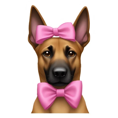 Belgian malinois dog with pink bow on head sticker