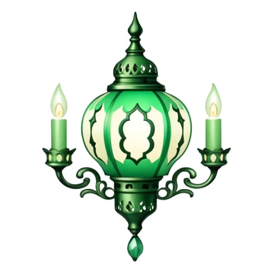 Rococo vintage style green white Ramadan lights sticker