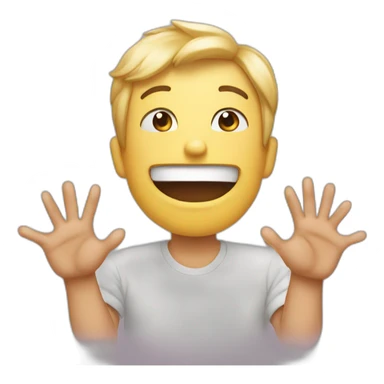 Emoji face hands up smirk sticker