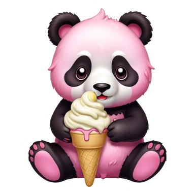  Pink Panda eating ice cream  sticker