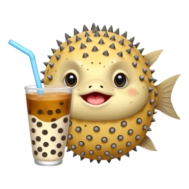 Puffer fish with boba sticker
