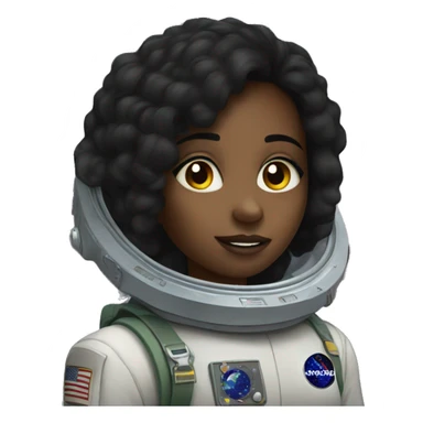 an ethiopian girl with black hair admring the outer space sticker