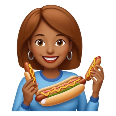 black woman eating hot dog  sticker