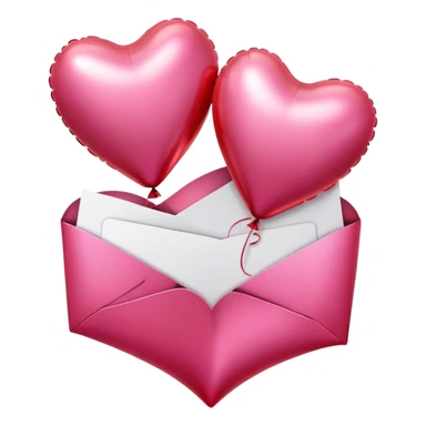 love letter in pink and red metallic heart-shaped balloons sticker