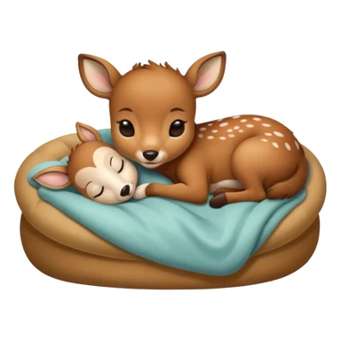 Baby Deer Sleeping in Bed sticker