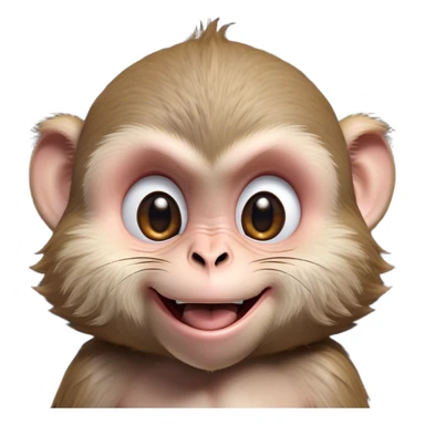 Cinematic Adorably Mischievous Macaque Portrait Emoji, Head tilted in a playful wink with an exaggerated, cheeky grin and a slightly raised eyebrow, featuring a compact, nimble build with fluffy fur and round, twinkling eyes brimming with mischief, Simplified yet irresistibly endearing features, highly detailed, glowing with a bright, joyful radiance, high shine, lively and quirky, stylized with an air of whimsical primate fun, soft glowing outline, capturing the essence of a mischievous macaque that seems ready to pull a playful face and scamper into your heart! sticker