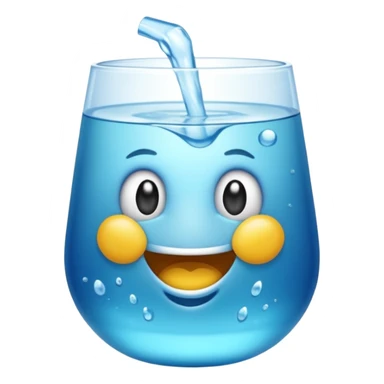 Copo de água – um copo transparente cheio de água cristalina, estilo emoji realista/cartoon. sticker