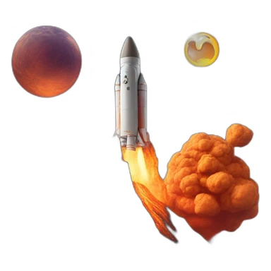 Space rocket coming out of a volcano sticker