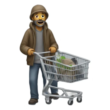 homeless man with trolley sticker