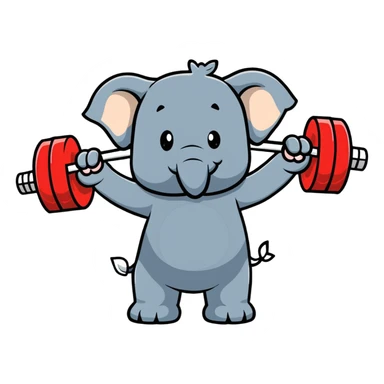 cartoonish elephant lifting a barbell sticker