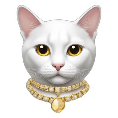White cat with rapper jewellery sticker