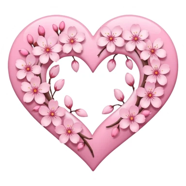 heart with sakura flowers and a pastel swirl sticker