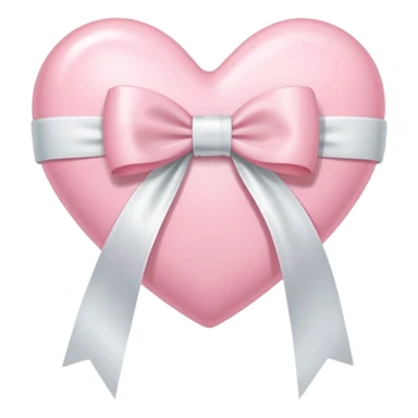 Light pink heart with white ribbon bow sticker
