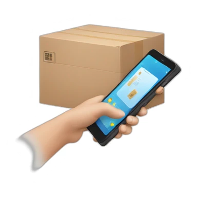 hand with phone scanning a parcel sticker