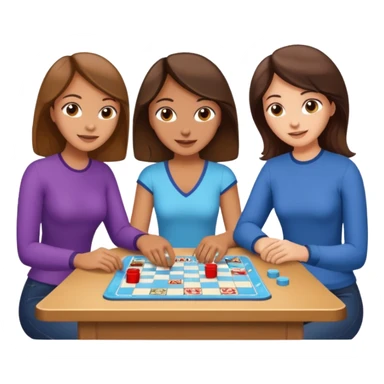 3 male and female brunette friends playing board game sticker
