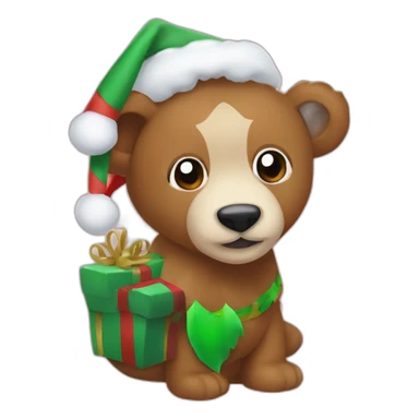 Osito navideño montado en un ciervo sticker