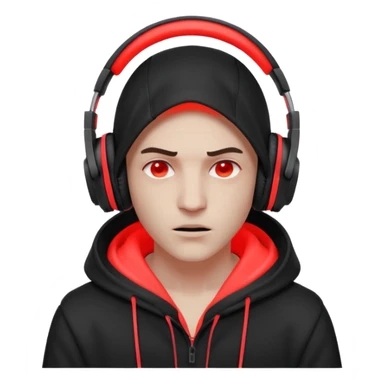 dark drill studio mood, hooded silhouette adjusting headphones, neon red highlights, gritty textures, aggressive energy, minimalist composition sticker