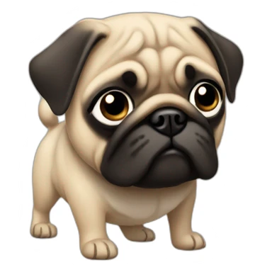 pug wearing a black t-shirt sticker