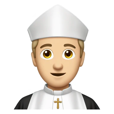 caucasian Catholic priest wearing a cassock and Biretta. For the background use #e4dbcc sticker