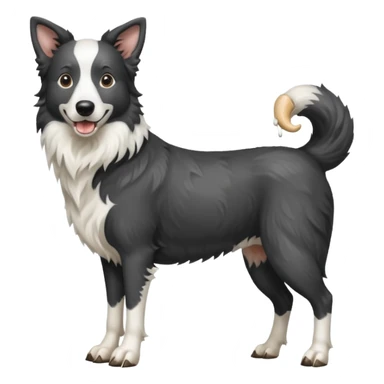 A black and white border collie werewolf, standing on her hind legs, holding a cow's hoof. sticker