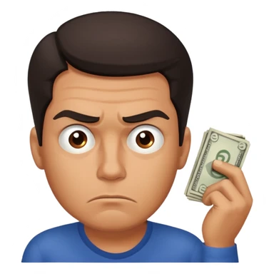 frustrated man thinking about money sticker