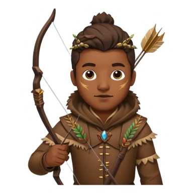 The classic hunter image with a bow and arrow on his back, dressed in brown with some animal made decorations sticker