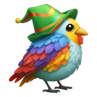 Bird with a party hat sticker