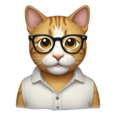cat nerd with big glasses and two thick teeh sticking out sticker
