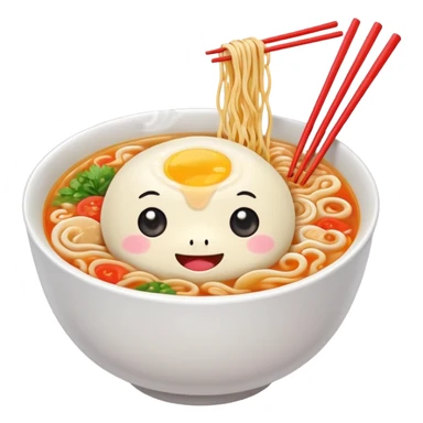 kawaii ramen with cute eyes and smile and 2 chopsticks like its a sticker sticker