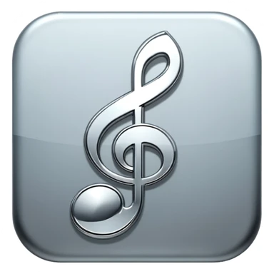 music note with a chromic metal texture, no gold sticker