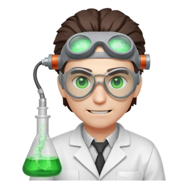 mutant scientist portrait, head and shoulders only, exposed glowing brain, broken goggles, evil smile, mad lab vibe, 3D cartoon, mobile game icon style, clean background, no text, no watermark

 sticker