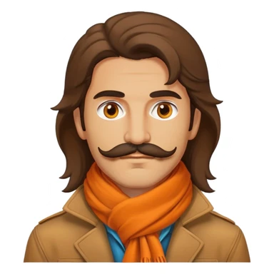 Persian esoteric male with mullet and stache, brown eyes and orange scarf and brown jacket sticker