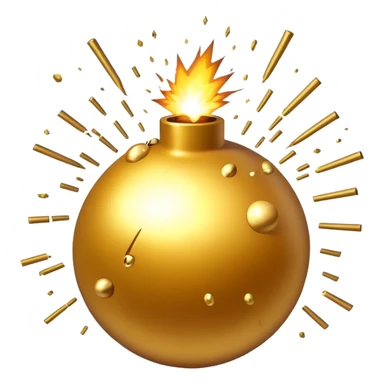 Golden bomb exploding sticker