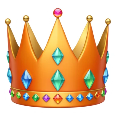 orange 3d crown with rainbow gems sticker