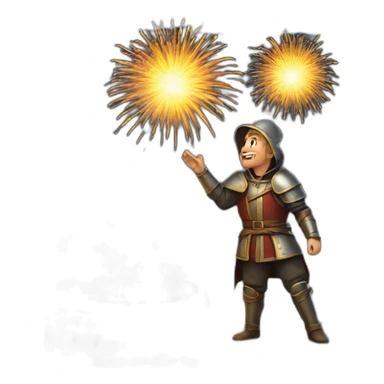 medieval Pyrotechnician seeing some fireworks go off in front of him sticker