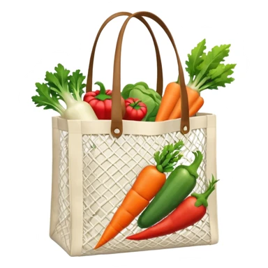 Net back with white nets that is used for shopping and putting vegetables in it, it looks like tote bag sticker