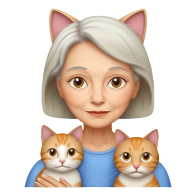Een oma met een kat sticker