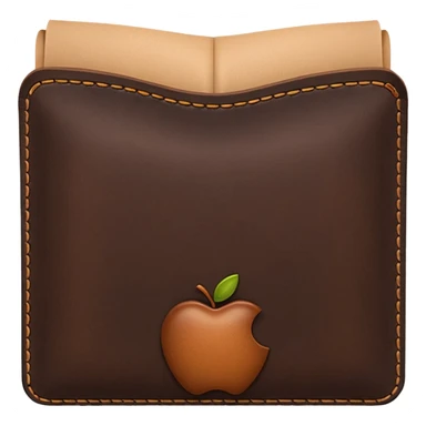 A 3D Apple-style emoji of an industrial leather material, shown as a neatly folded or rolled sheet of dark brown leather with visible texture and stitching details, giving a modern and manufactured look, clean and simple design, no background sticker