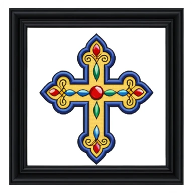 Framed cross-stitch sticker