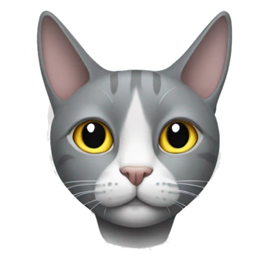 Grey cat with white triangle nose and ring pattern on its tail sticker